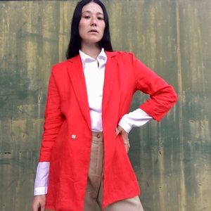 Vintage 90’s Strawberry Red Italian Linen Blazer